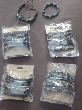 Turquoise and Black Beaded Wrap Bracelets Unbranded